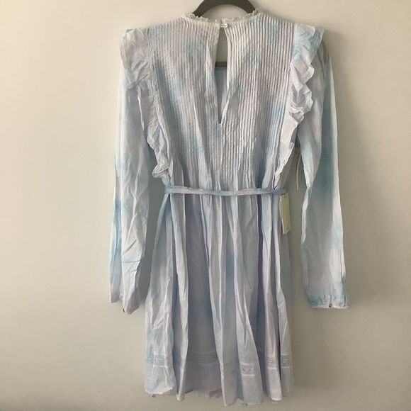 NWT Wilfred Elia Dress Ruffled tie dye blue mini dress size small - Picture 8 of 16